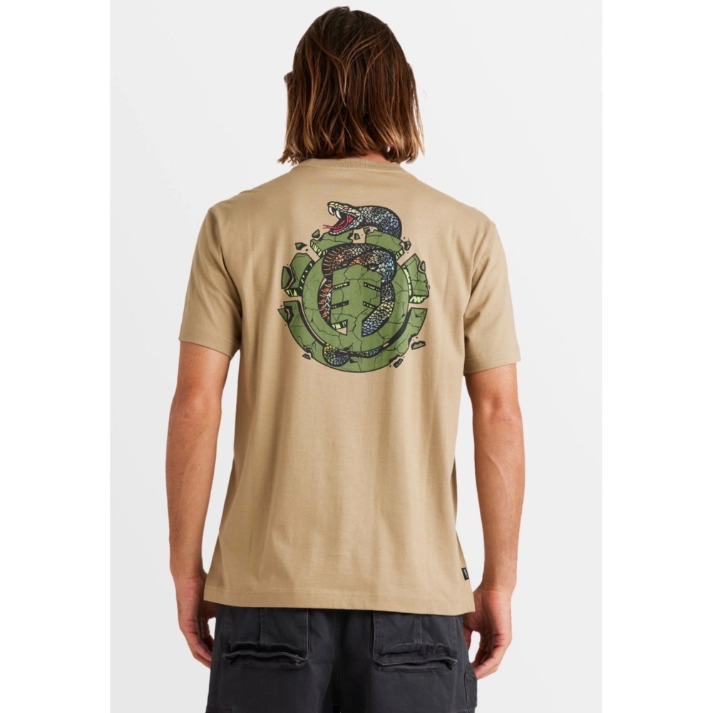 Element T Shirt Mens Small Tan Relax Fit Snake Graphic Logo Short Sleeve Y2K